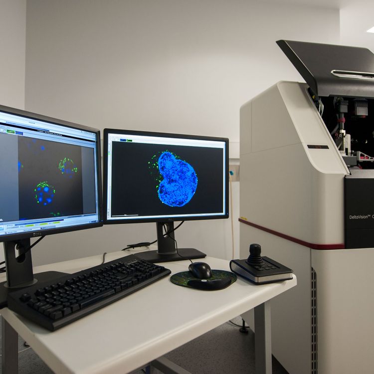 DeltaVision OMX SR microscope and monitors
